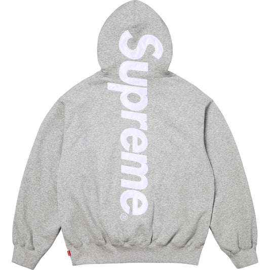 Supreme Satin Appliqué Hooded Sweatshirt Heather Grey (FW25)