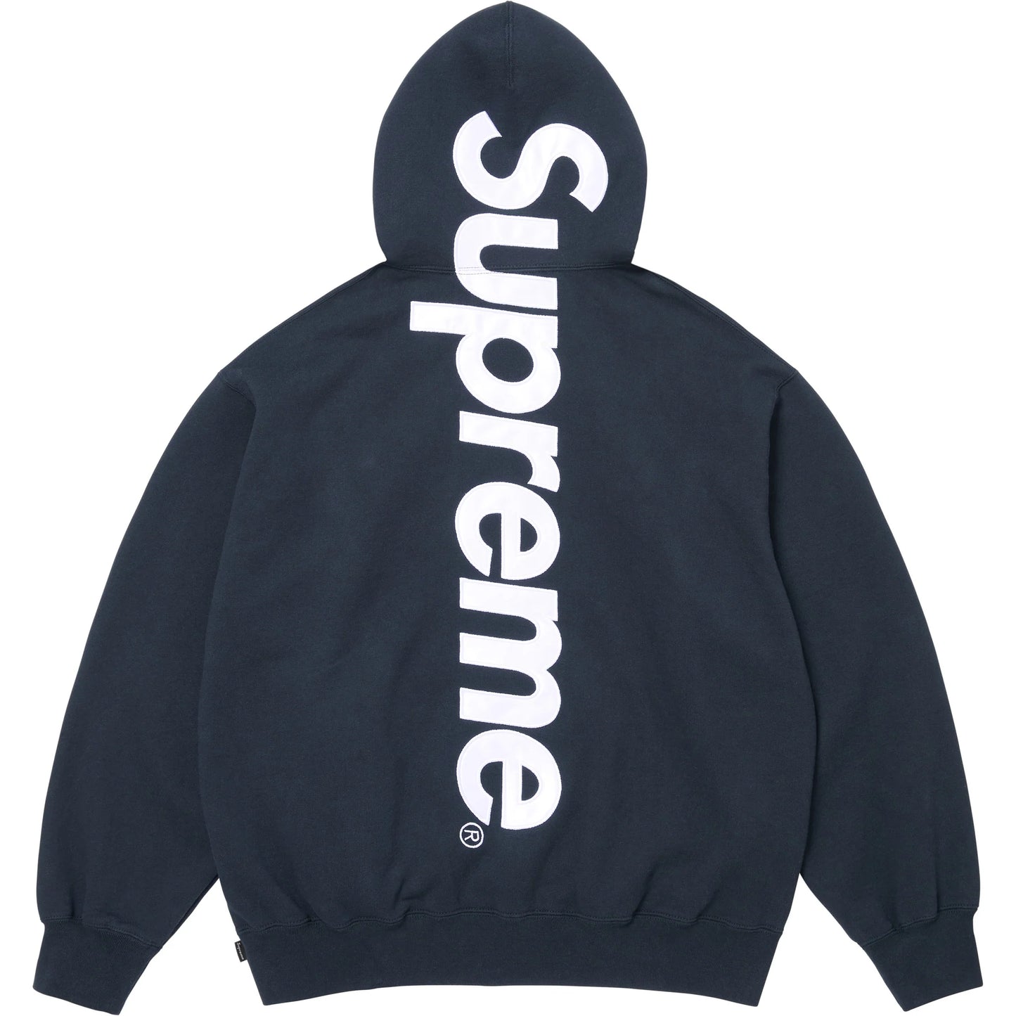 Supreme Satin Appliqué Hooded Sweatshirt Navy (SS26)