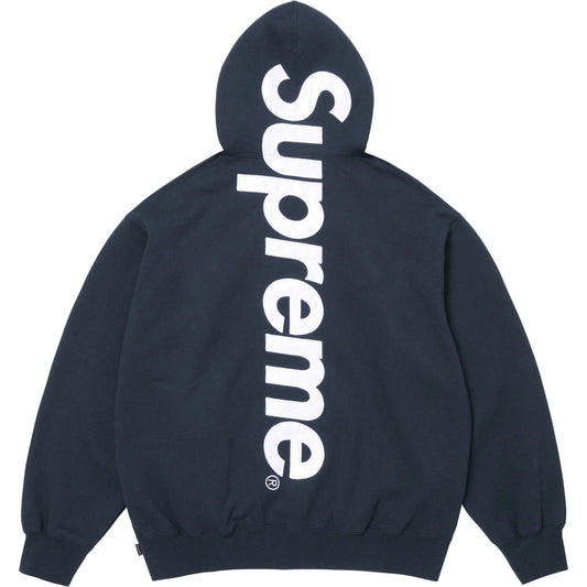 Supreme Satin Appliqué Hooded Sweatshirt Navy (SS26)
