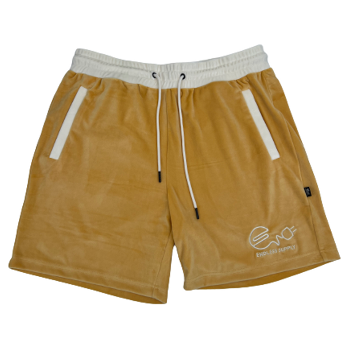 Endless Supply Velour Shorts Mustard