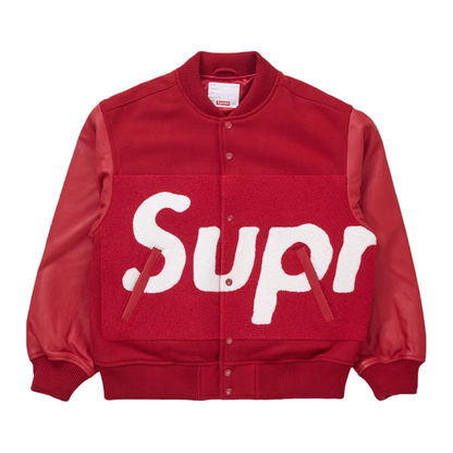 Supreme Big Logo Chenille Varsity Jacket Red