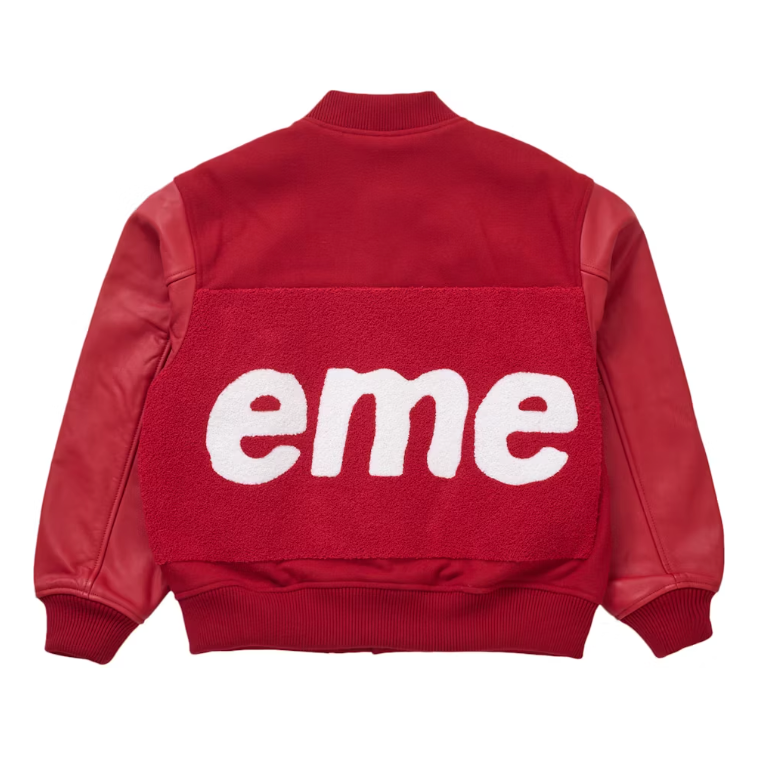 Supreme Big Logo Chenille Varsity Jacket Red