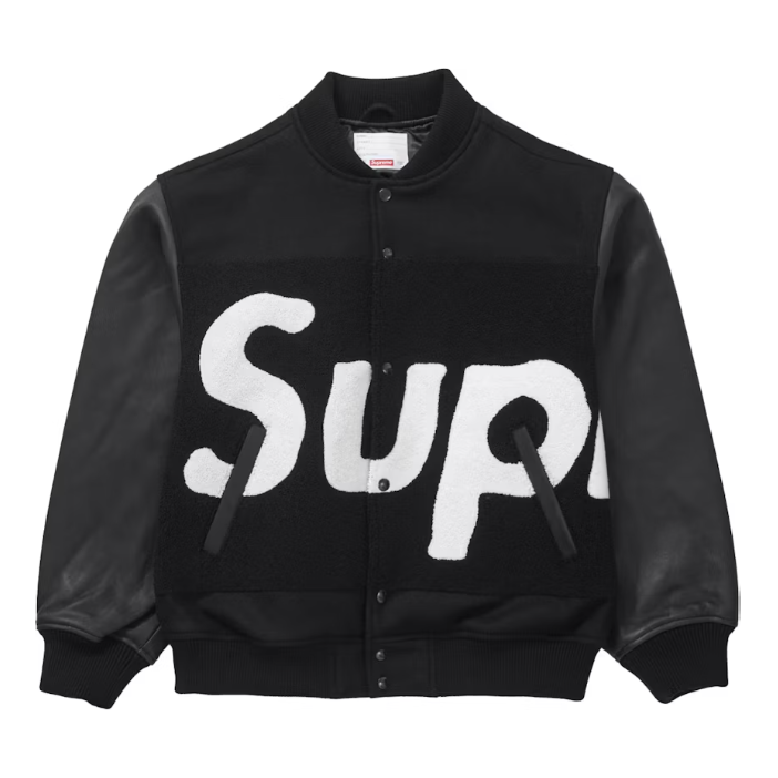 Supreme Big Logo Chenille Varsity Jacket Black