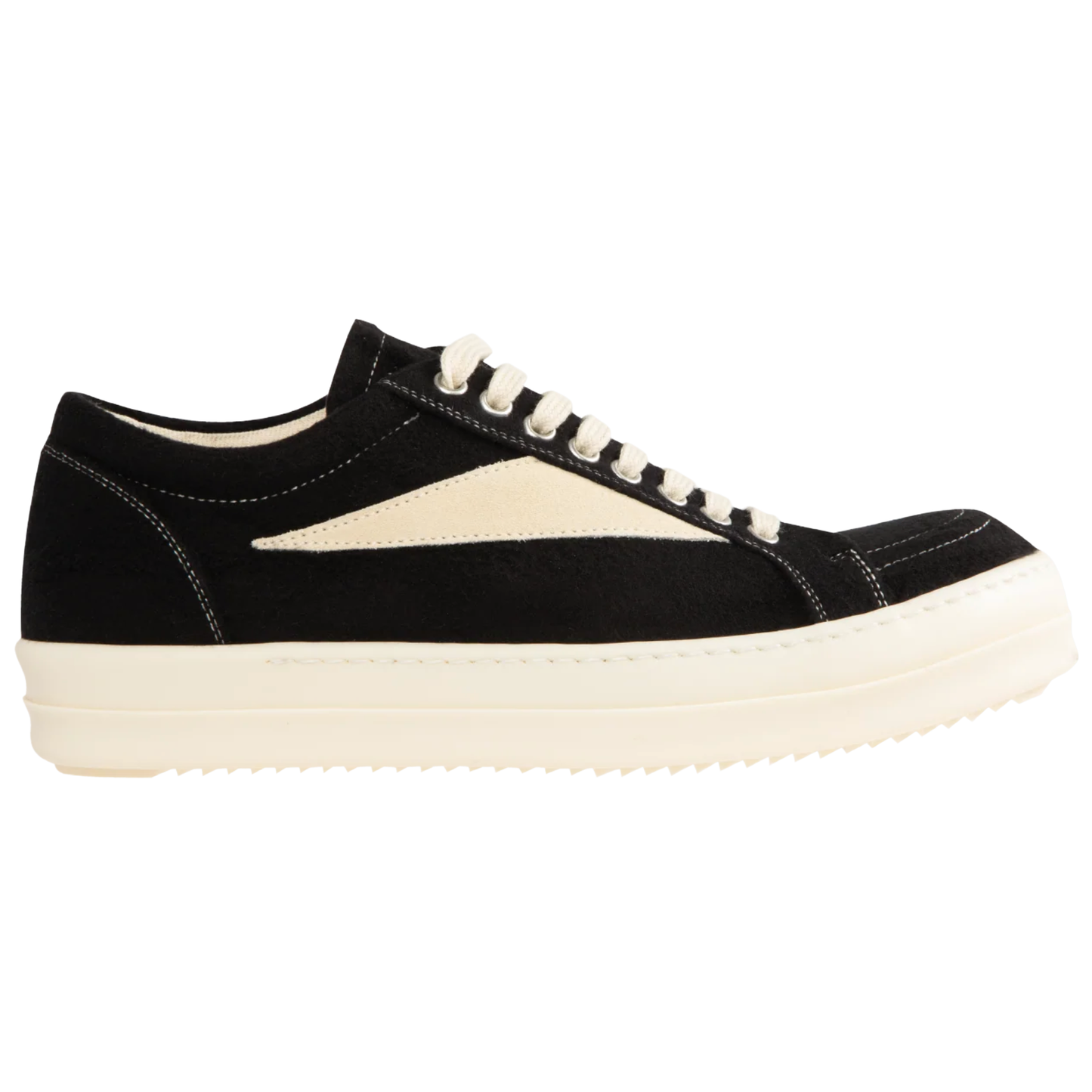 Rick Owens DRKSHDW FW25 Concordians Suede Vintage Low Sneakers Black/Milk/Milk