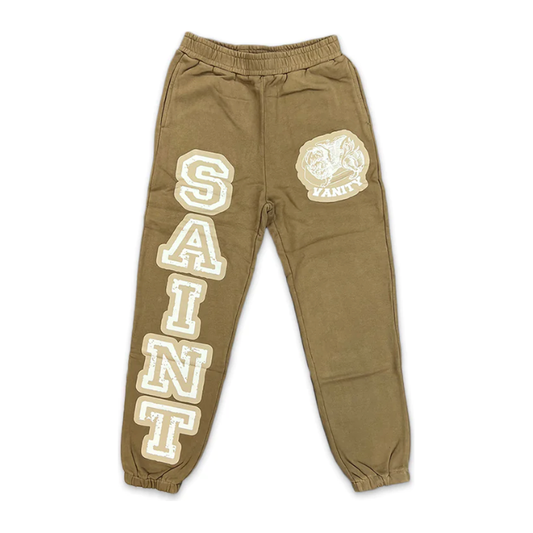 Saint Vanity Varsity Logo Sweatpants Tan