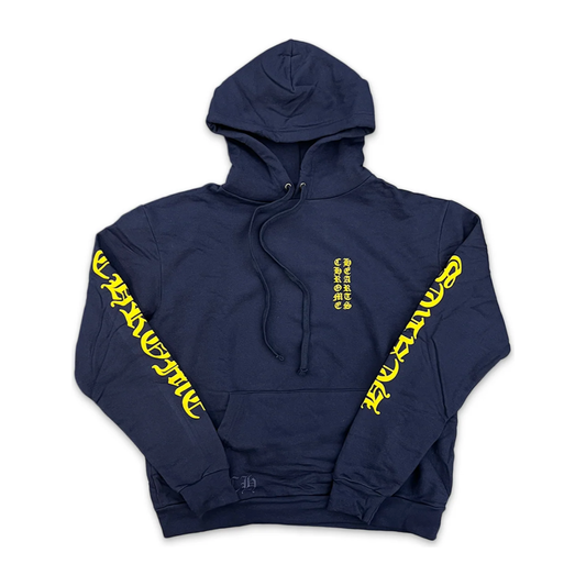 Chrome Hearts Script Logo Hoodie Navy/Yellow