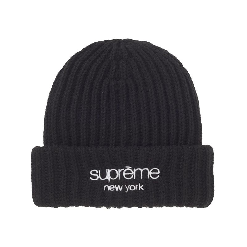 Supreme Chunky Rib Classic Logo Beanie Black