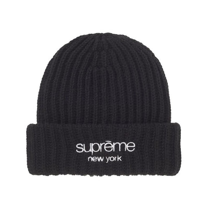 Supreme Chunky Rib Classic Logo Beanie Black