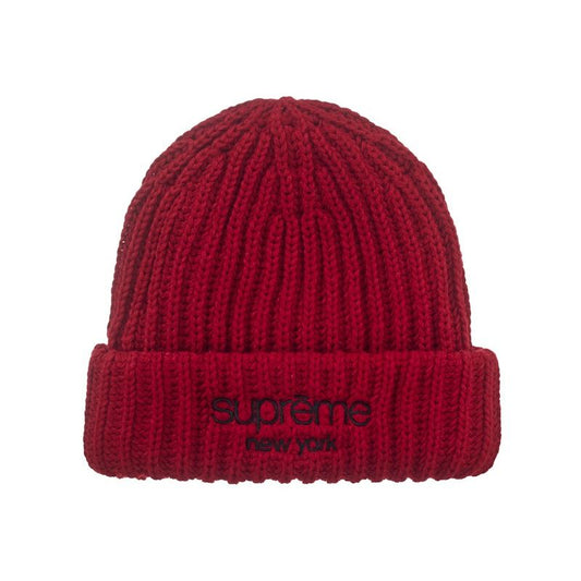 Supreme Classic Logo Chunky Ribbed Beanie (FW26) Red