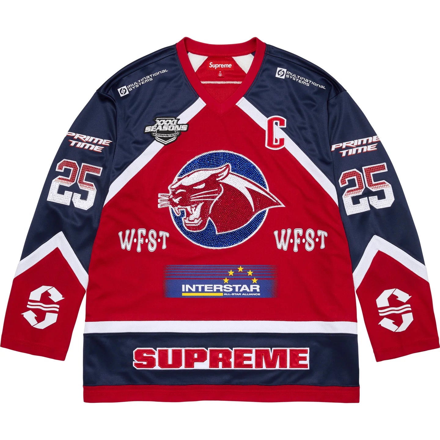 Supreme Rhinestone Hockey Jersey Red