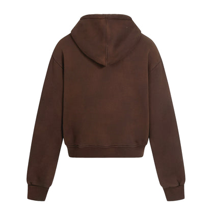 Thirteen Studios Embroidered Logo Relaxed Zip-Up Hoodie Brown