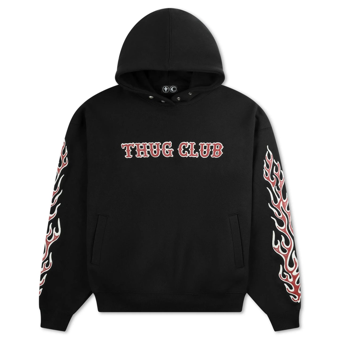 Thug Club Leather Flame Hoodie Black