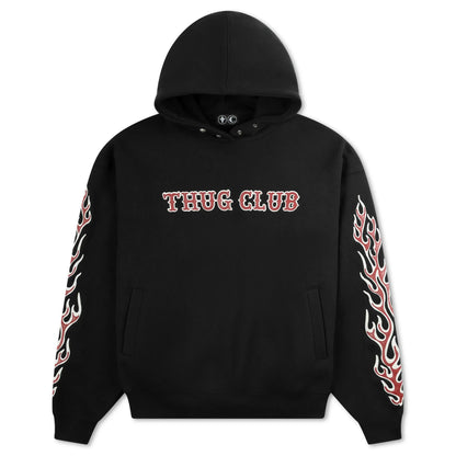 Thug Club Leather Flame Hoodie Black