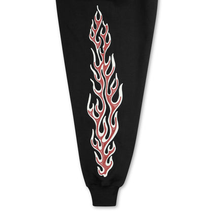 Thug Club Leather Flame Hoodie Black