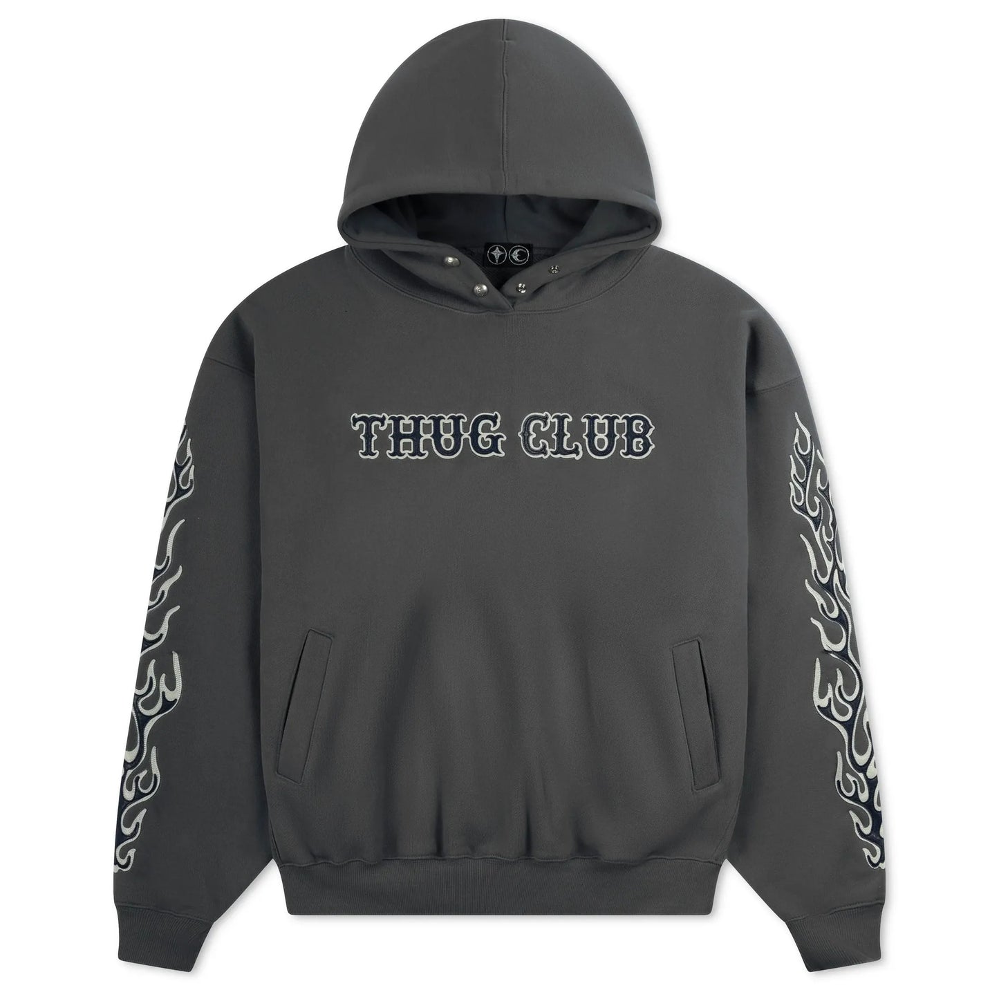 Thug Club Leather Flame Hoodie Grey