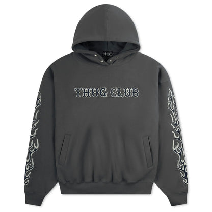 Thug Club Leather Flame Hoodie Grey