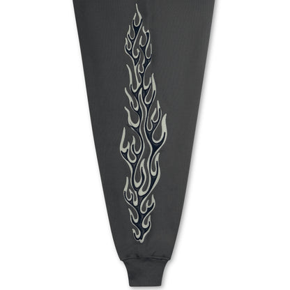 Thug Club Leather Flame Hoodie Grey