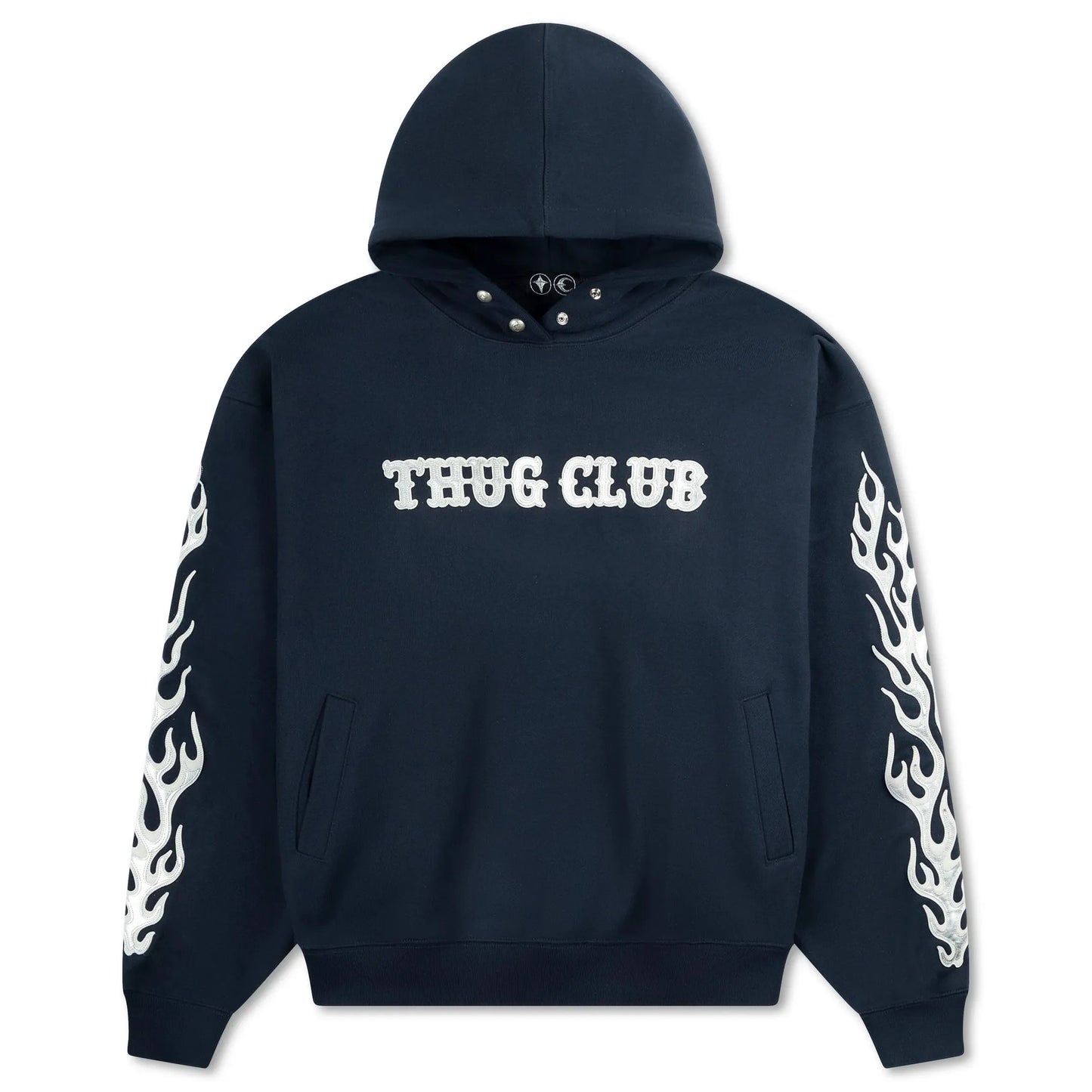 Thug Club Leather Flame Hoodie Navy