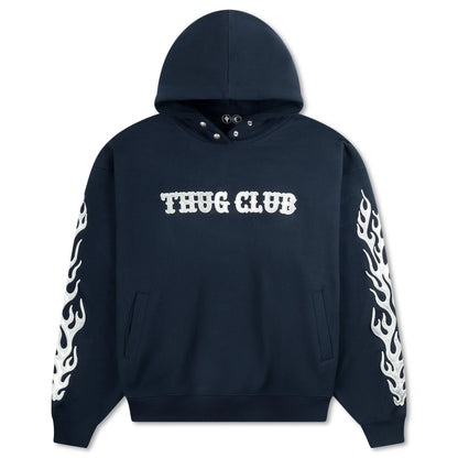Thug Club Leather Flame Hoodie Navy