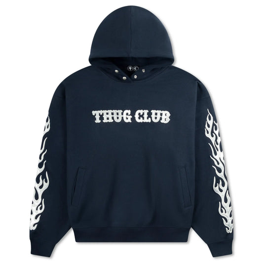 Thug Club Leather Flame Hoodie Navy