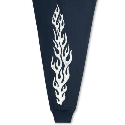 Thug Club Leather Flame Hoodie Navy