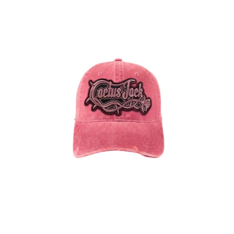 Travis Scott Cactus Jack Distressed Pink Patch Logo Hat Pink