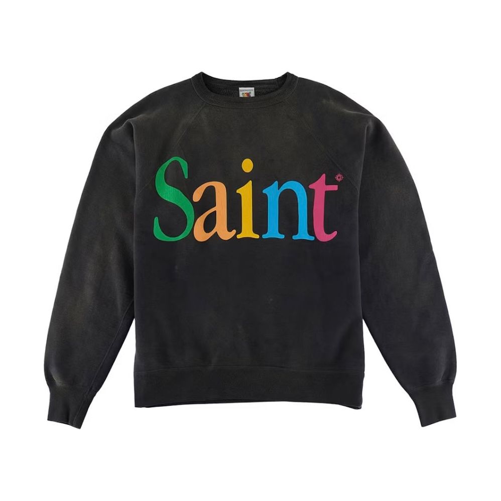 Saint Mxxxxxx Colorful Saint Crewneck Sweatshirt Vintage Black