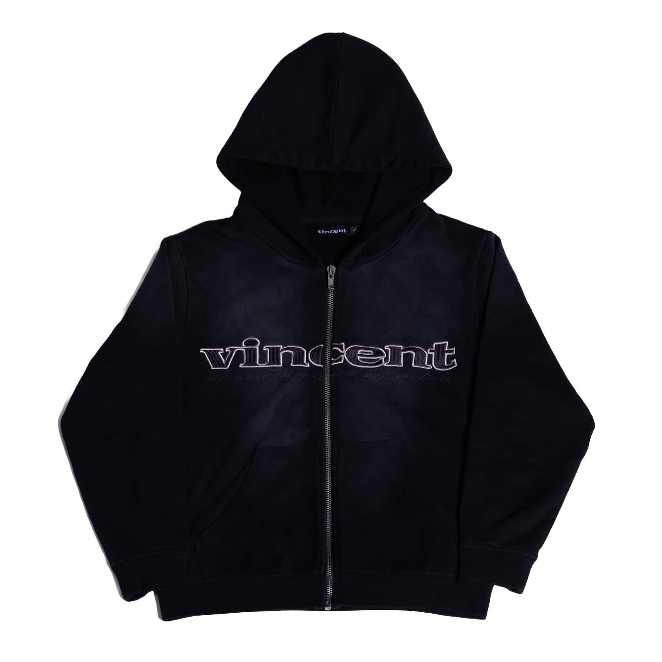 Vincent Corp. Logo Zip-Up Hoodie Black