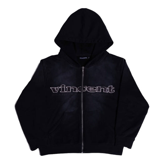 Vincent Corp. Logo Zip-Up Hoodie Black