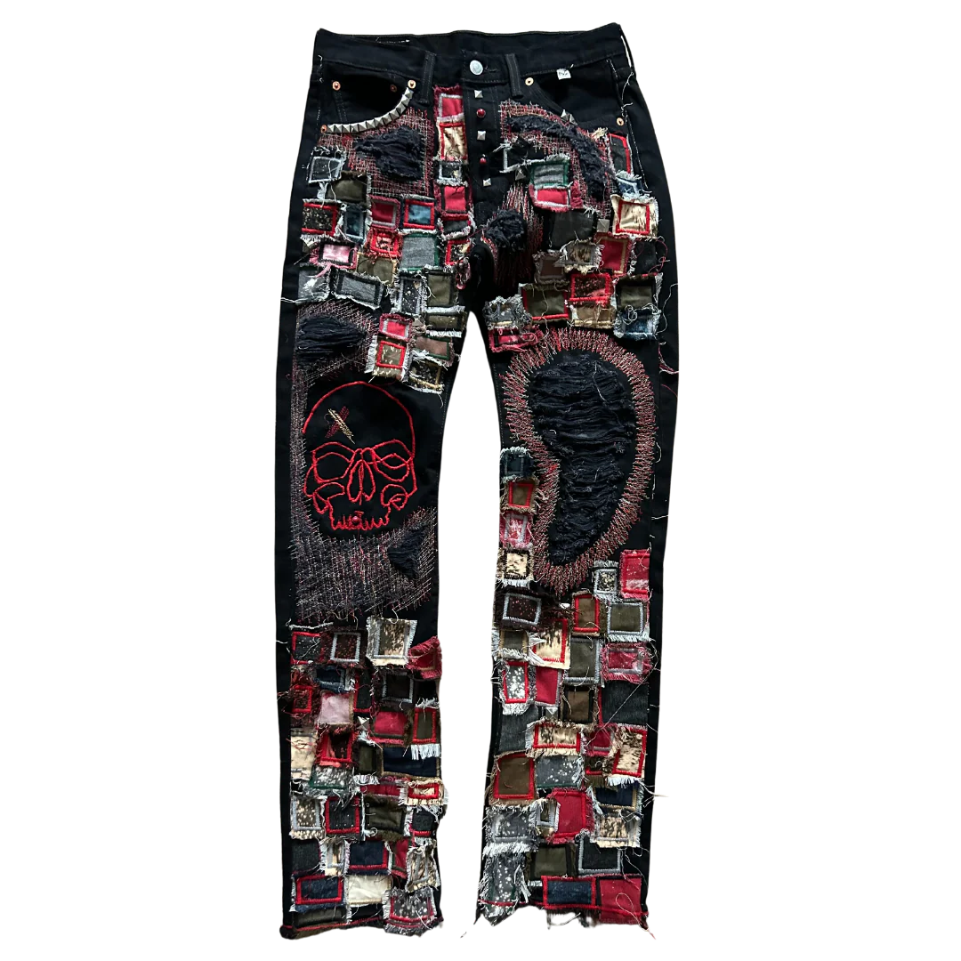 Pale U.S.A Crust Patchwork Denim Black