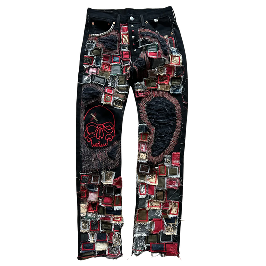 Pale U.S.A Crust Patchwork Denim Black