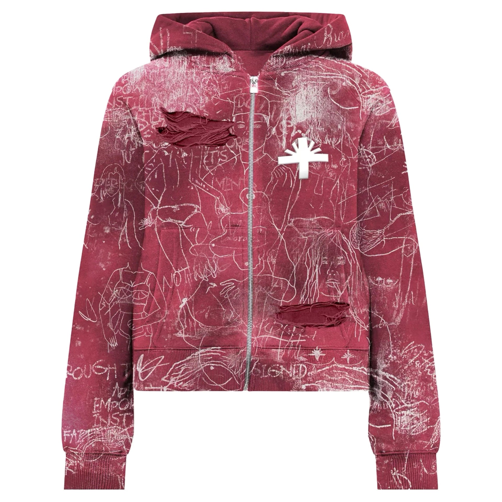 Vertabrae Graffiti Zip-Up Hoodie Red – Endless Supply