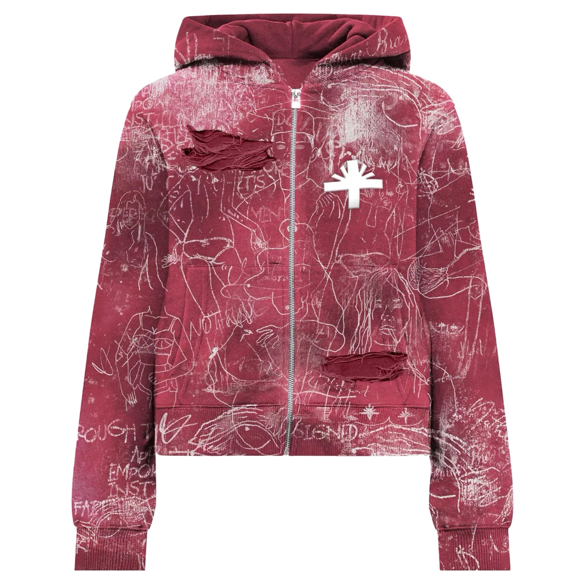 Vertabrae Graffiti Zip-Up Hoodie Red – Endless Supply