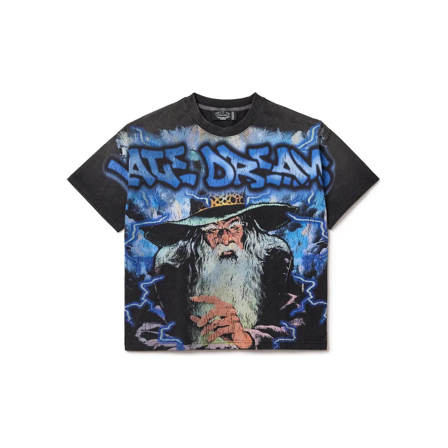 Vale Forever Blue Wizard Big Tee Washed Black