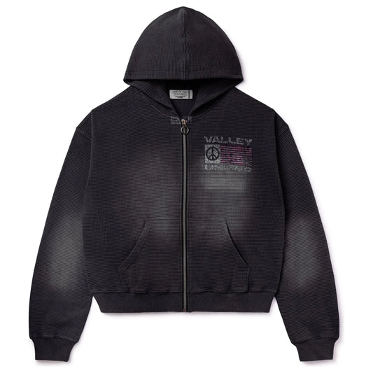 Vale Forever United Waffle Zip-Up Hoodie Black