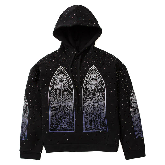 Who Decides War Rhinestone Hooded Pullover Coal