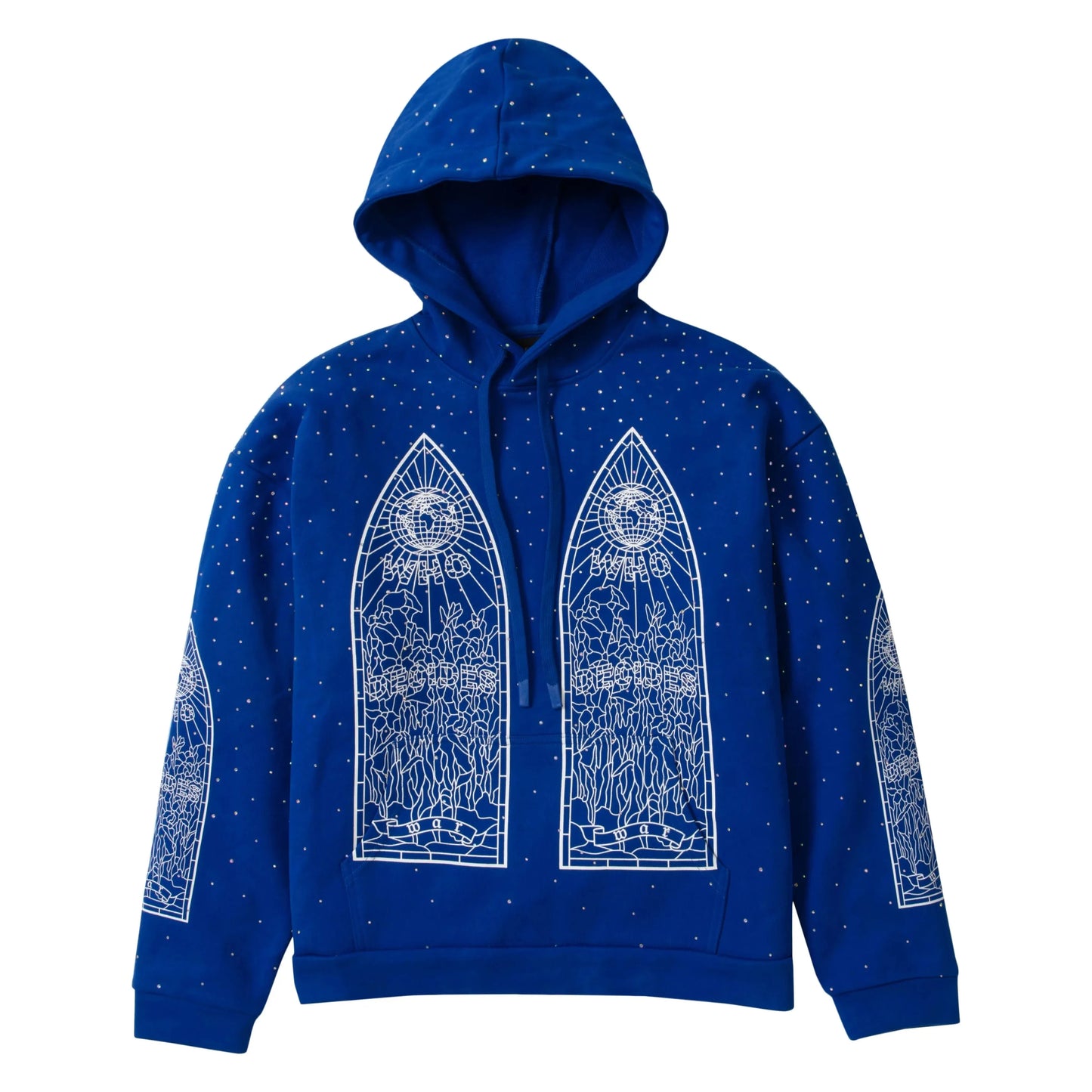 Who Decides War Rhinestone Hooded Pullover Indigo