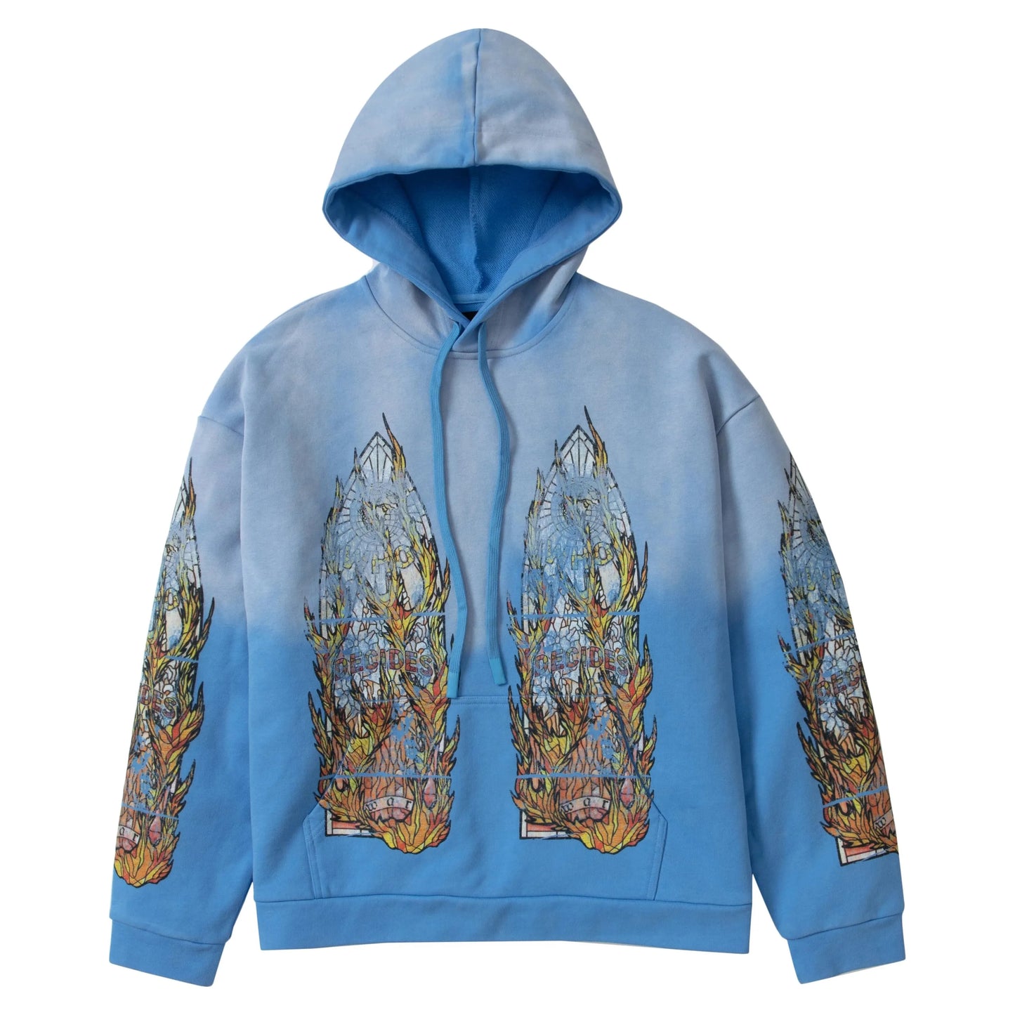 Who Decides War Faded Flame Glass Hooded Pullover Sky