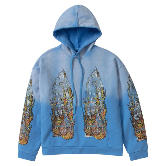 Who Decides War Faded Flame Glass Hooded Pullover Sky