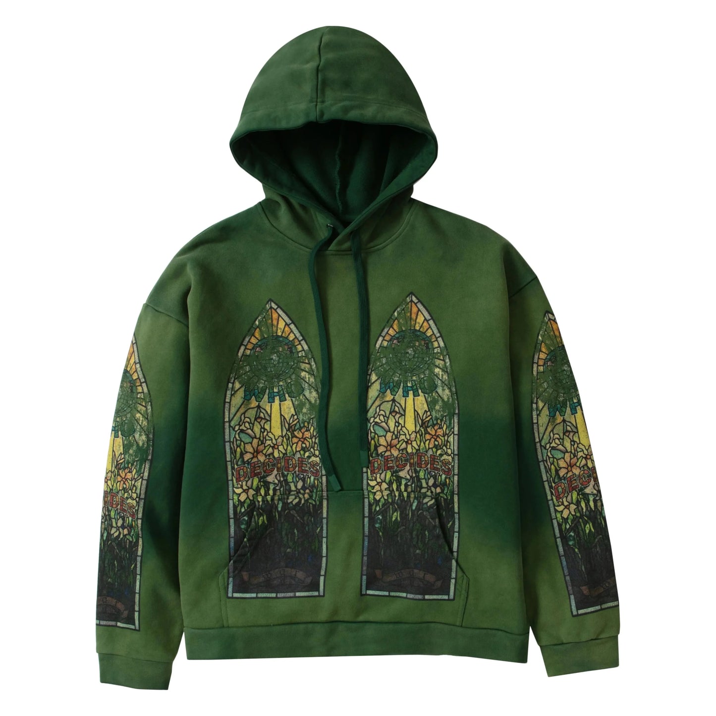 Who Decides War Faded Hooded Pullover Vintage Green