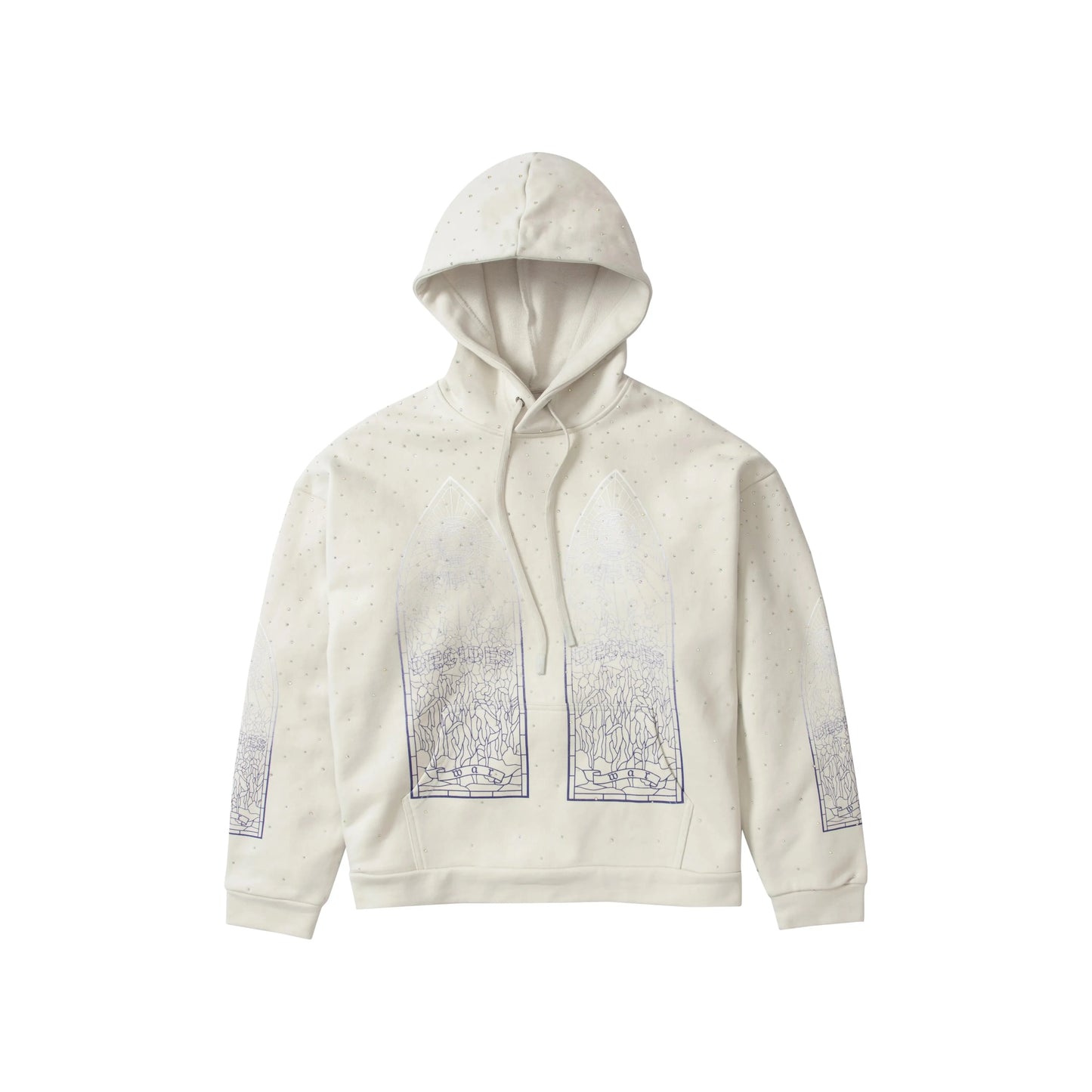 Who Decides War Rhinestone Hooded Pullover Silver