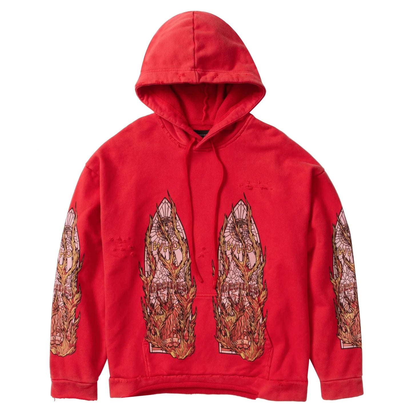 Who Decides War Flame Glass Hooded Pullover Ruby