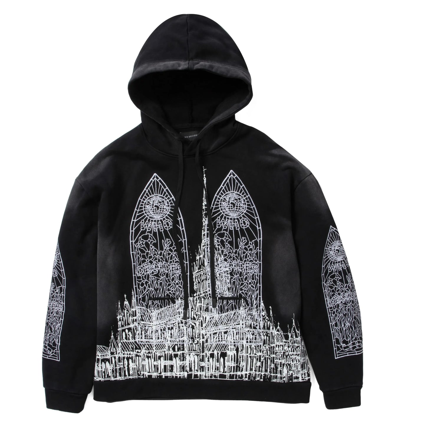 Who Decides War Cathedral Hooded Pullover Black