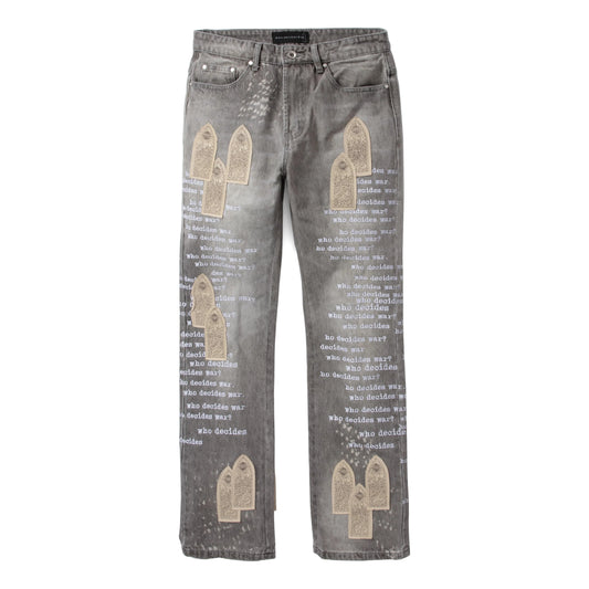 Who Decides War Scripture Jeans Vintage Grey