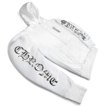 Chrome Hearts Vertical Logo Foil Print Hoodie White