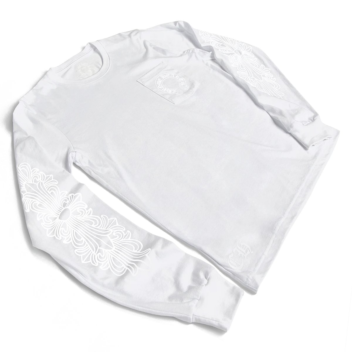 Chrome Hearts Script Horseshoe Floral L/S T-Shirt White/White