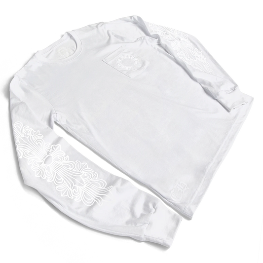Chrome Hearts Script Horseshoe Floral L/S T-Shirt White/White