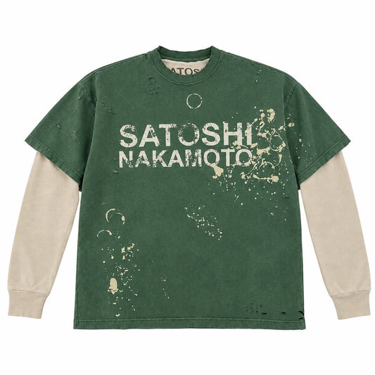 Satoshi Nakamoto Bleached Luke Thermal Tee Green