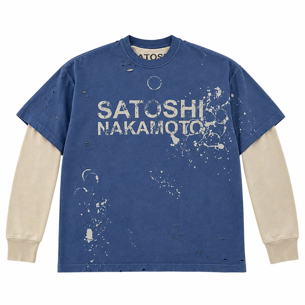 Satoshi Nakamoto Bleached Luke Thermal Tee Blue