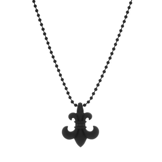 Chrome Hearts Silichrome BS Fleur Pendant Necklace Black